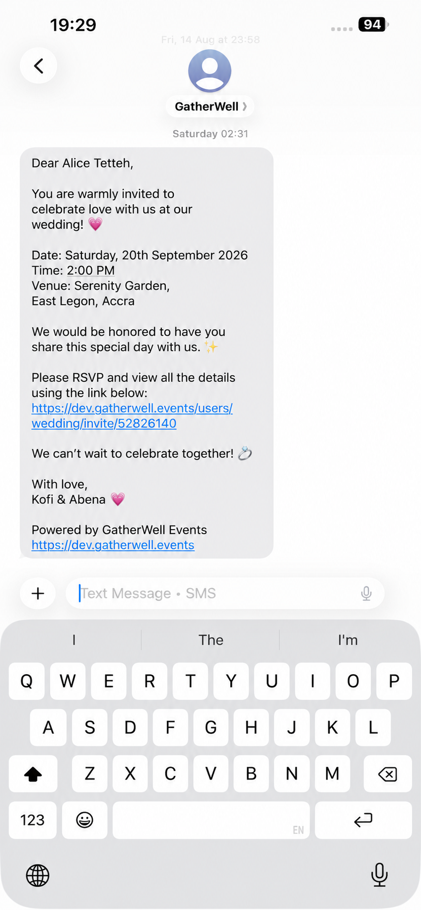Wedding invitation